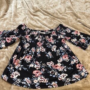 Rewind Black Floral Smocked Top